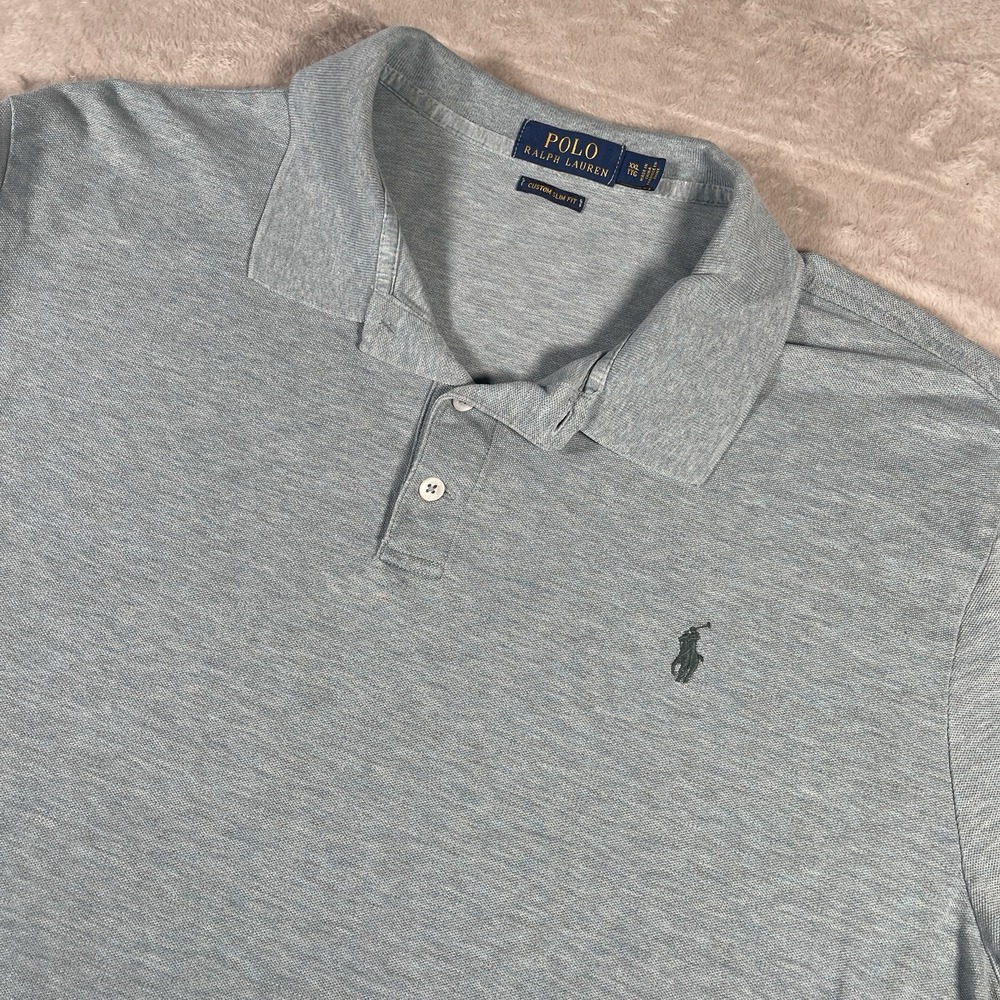 Polo Ralph‎ Lauren Custom Slim Fit Polo Shirt Men's 2XL Light Blue Pony